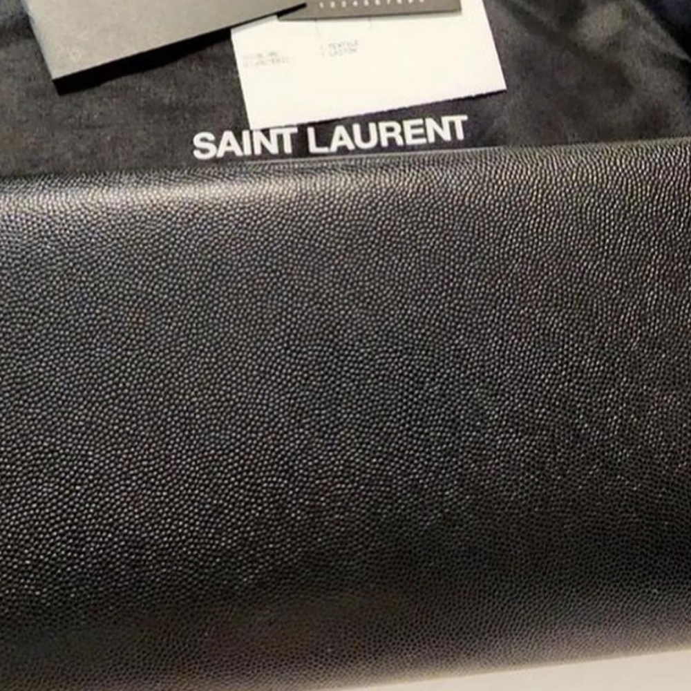 AUTHENTIC YSL Saint Laurent Monogram Kate Cassandre Clutch Cavier Leather Mint!! - Picture 12 of 16